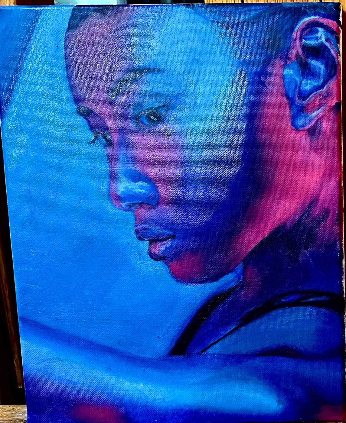 Portrait in Blue and Red, finished